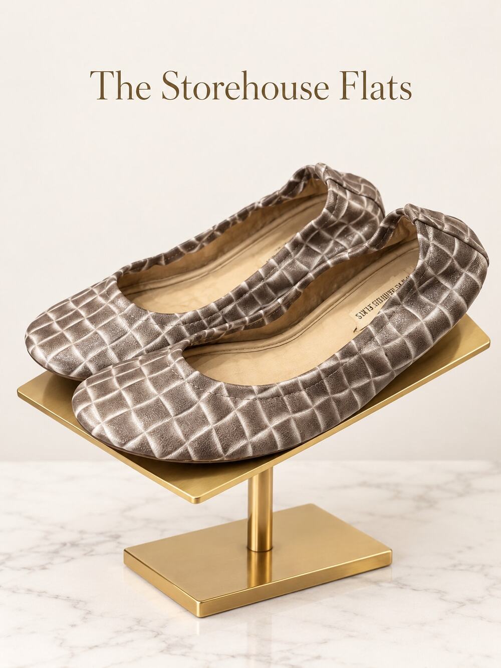 The Storehouse Flats Silver Gray Croc Embossed Leather Ballet Flats Size 8